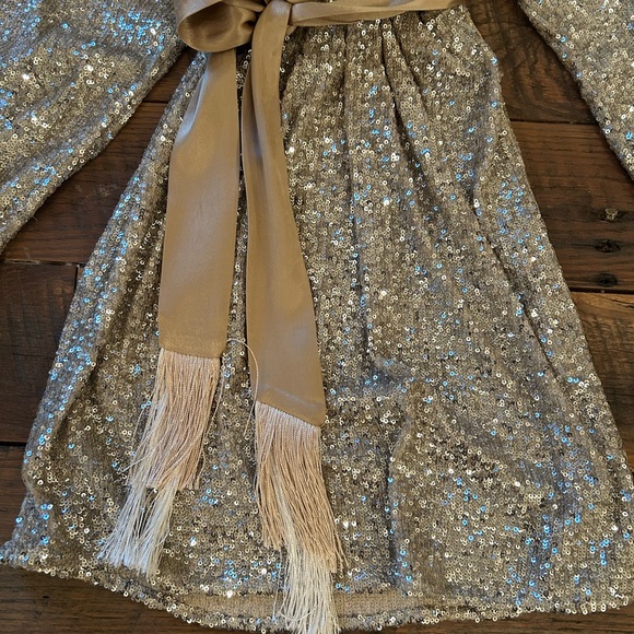 Gold Sequin Dress with Light Gold Belt - Picture 2 of 8
